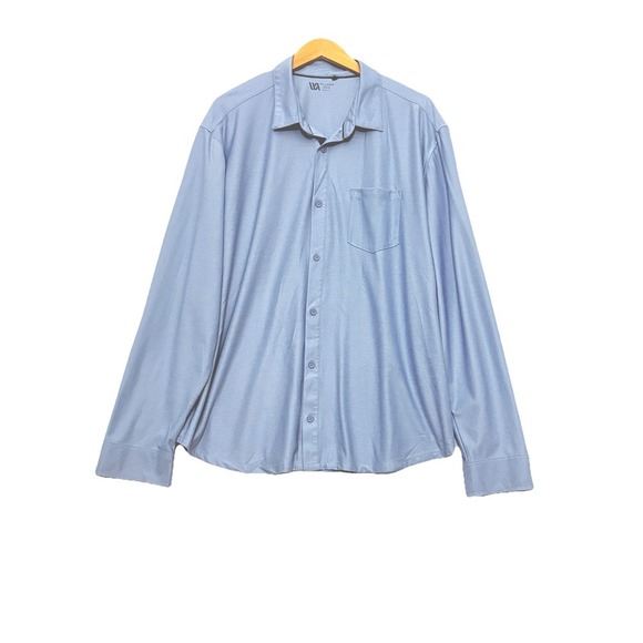 VRST Shirt Men's Long Sleeve Button Down 4 Way Stretch Performance‎ Blue XXL 2XL - Picture 1 of 8